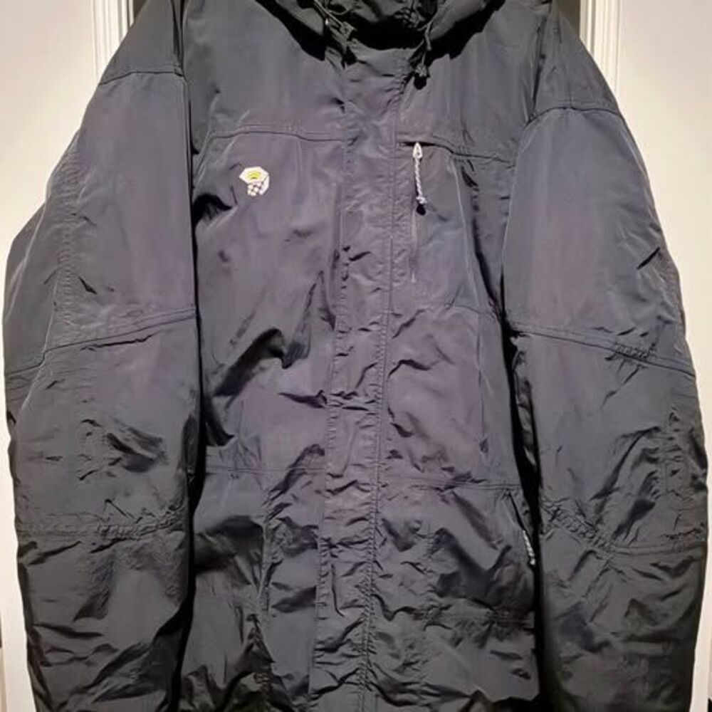 Vintage Mountain Hardwear Conduit Down Parka Jacket Mens 2XL Black Hooded